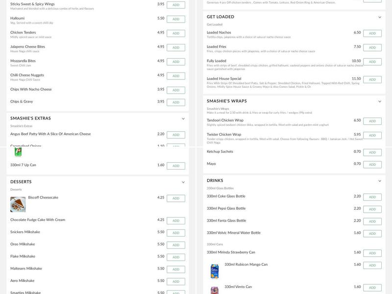 Smashies Smash Burgers Menu