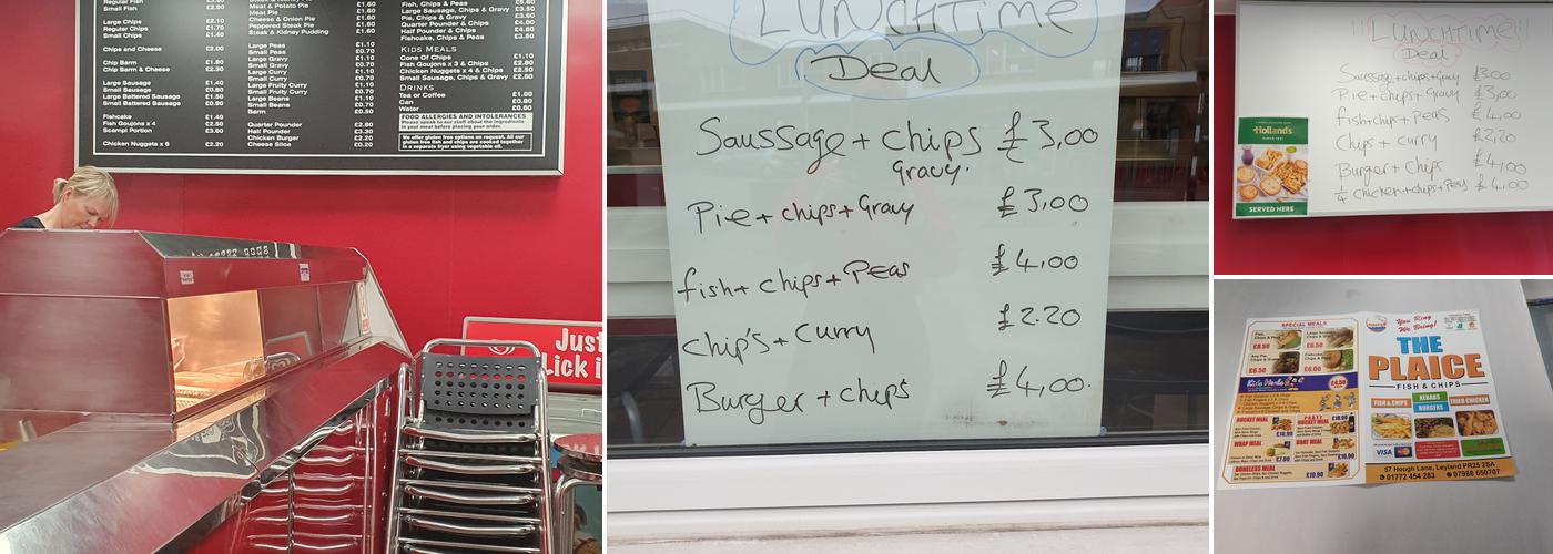 The Plaice Fish and Chips Shop Menu