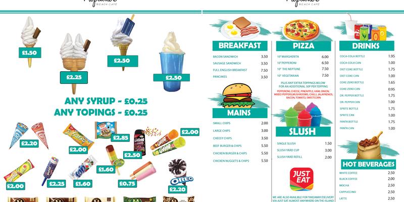 Neptune’s Beach Cafe Menu