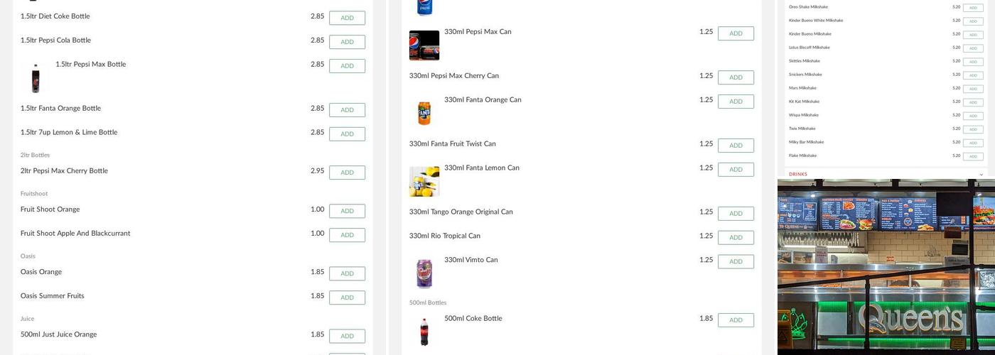 Queens Fish & Chips - Lichfield Menu