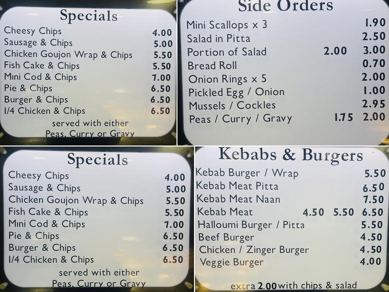 The Valley Fish Bar & Pizzeria Menu