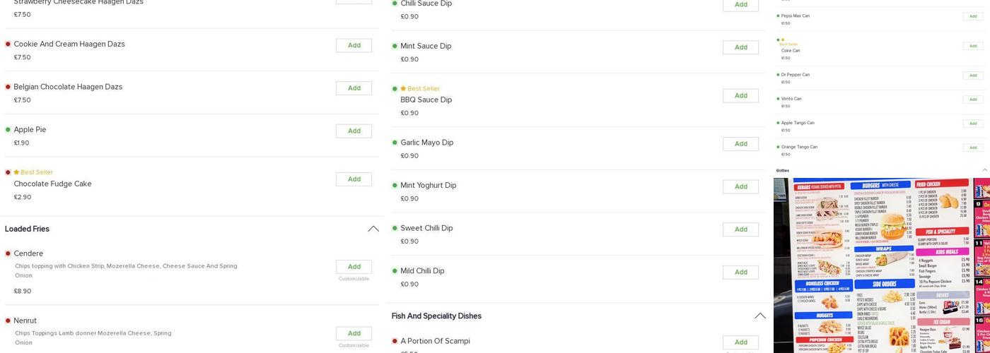 Millennium Fried Chicken Menu