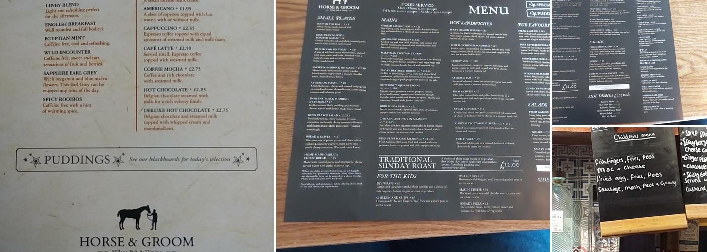 The Horse & Groom Menu