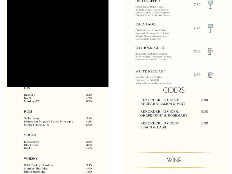 Vice & Co Menu
