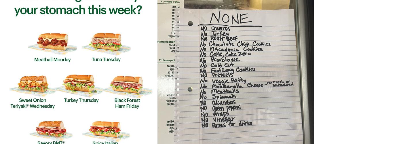 Subway Menu