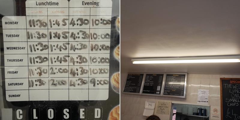 Saxilby Fish & Chips Menu