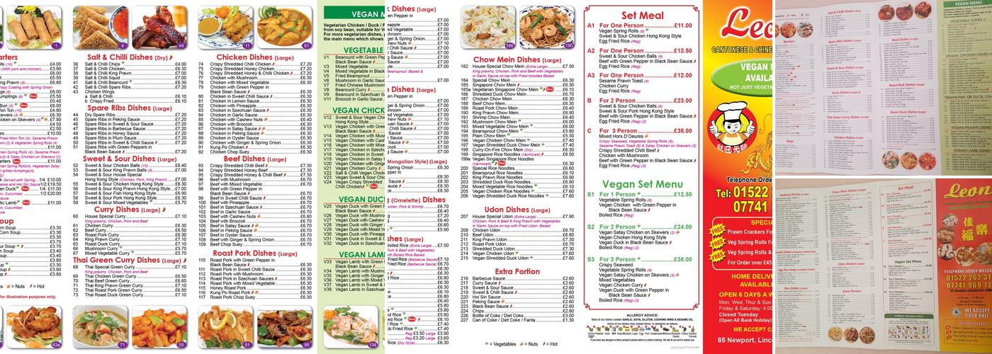 Leon Cantonese & Chinese Takeaway Menu