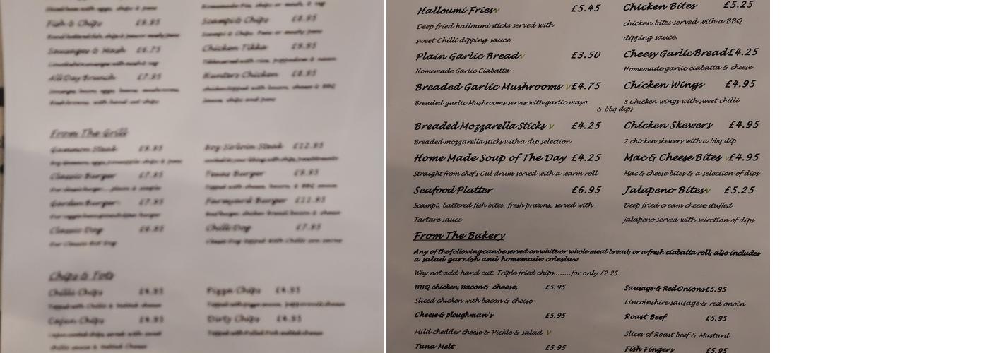 Witch & Wardrobe Menu