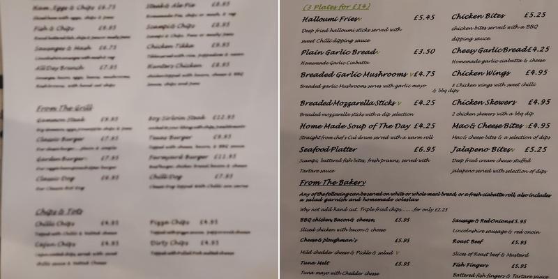 Witch & Wardrobe Menu