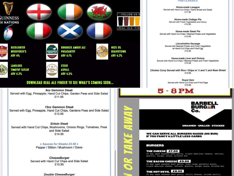 The Railway Inn Menu