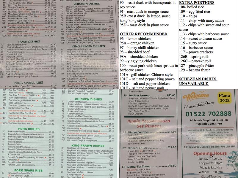 Mandarin Chinese Menu