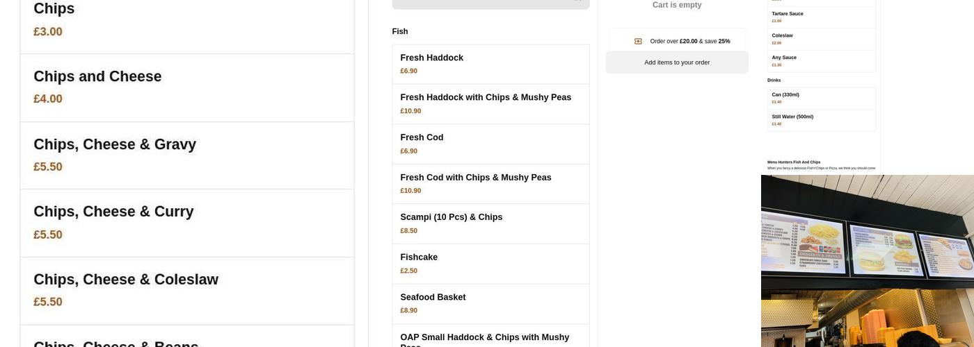 Hunters Fish And Chips Menu
