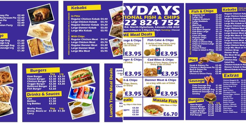 Frydays Menu