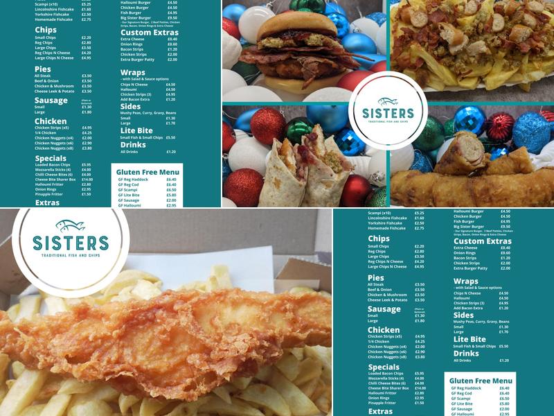 Sisters Traditional Fish and Chips Menu