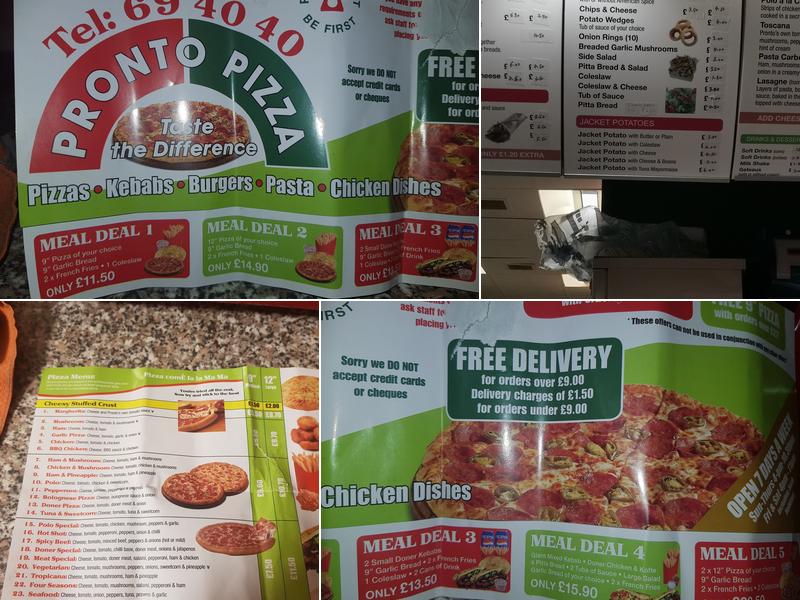 Pronto Pizza Menu