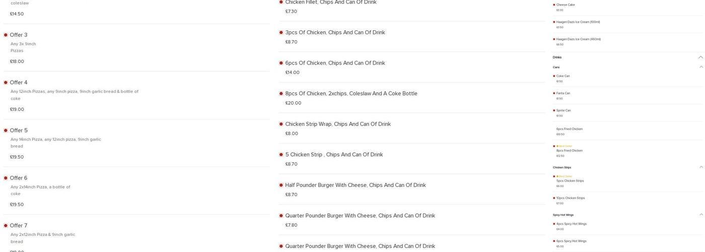 American Fried Chicken & Pizzas Menu