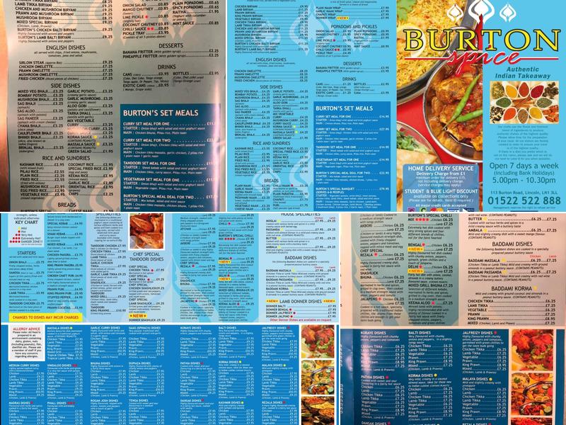 Burton Spice Menu