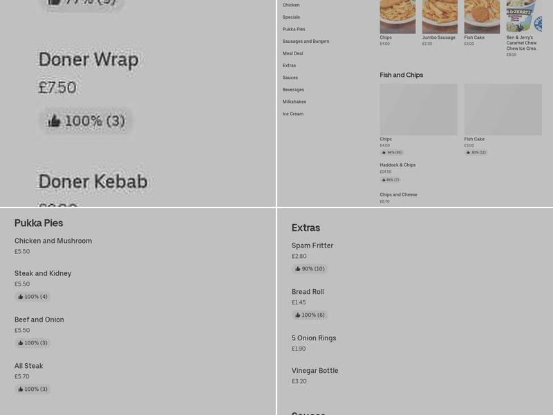 Moorland Fish Bar Menu