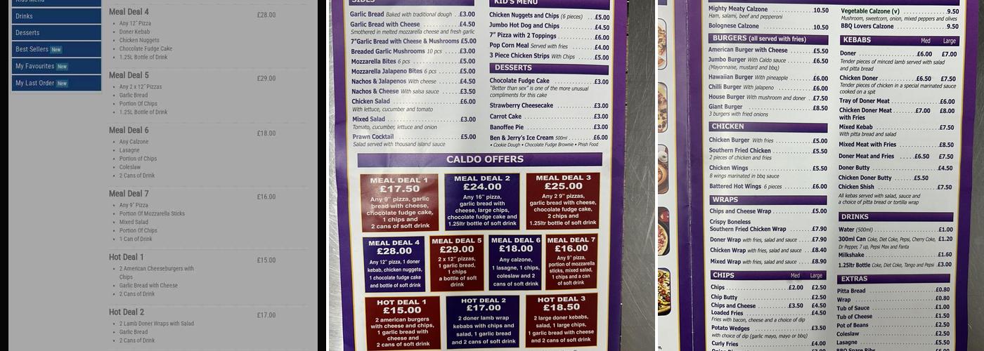 Caldo Pizza (Birchwood) Menu