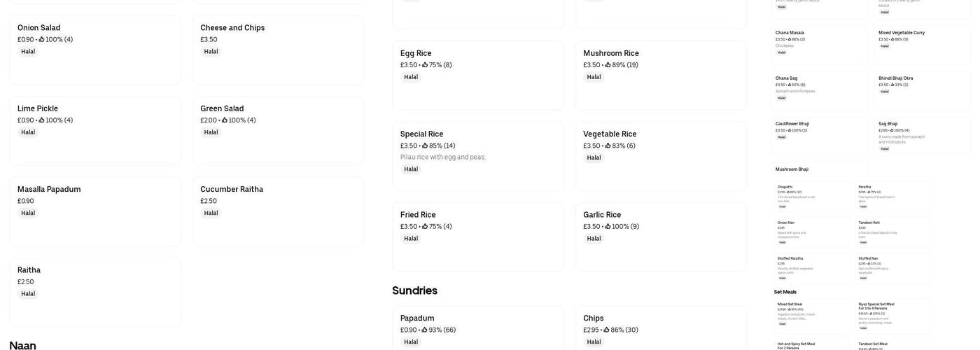 Riyaz Indian Takeaway Menu