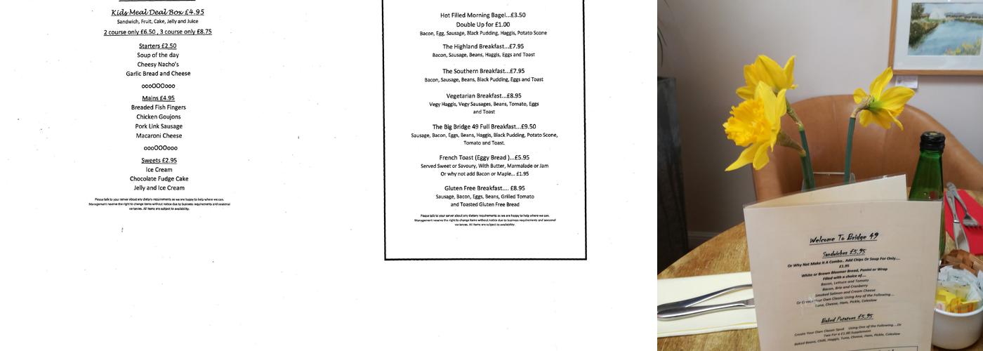 Bridge 49 Cafe Bar & Bistro Menu