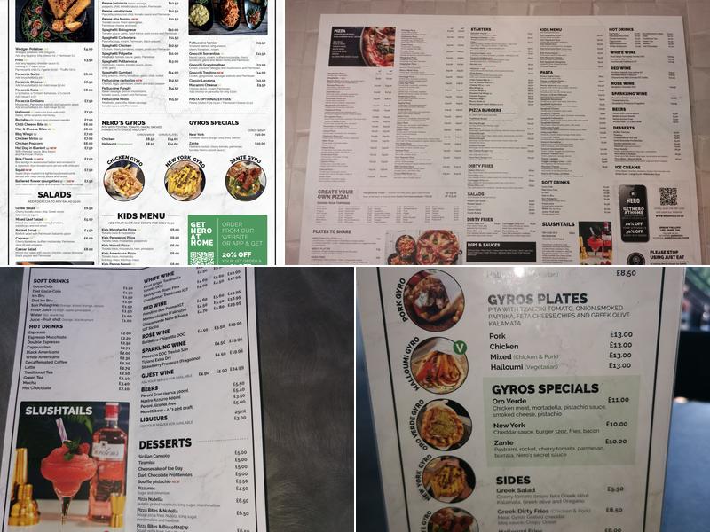 Nero Pizzeria Menu