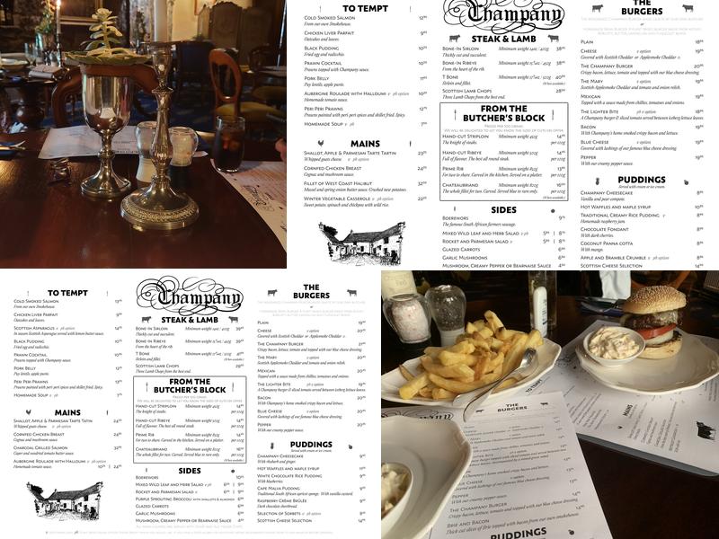 The Chop and Ale House at Champany Inn Menu