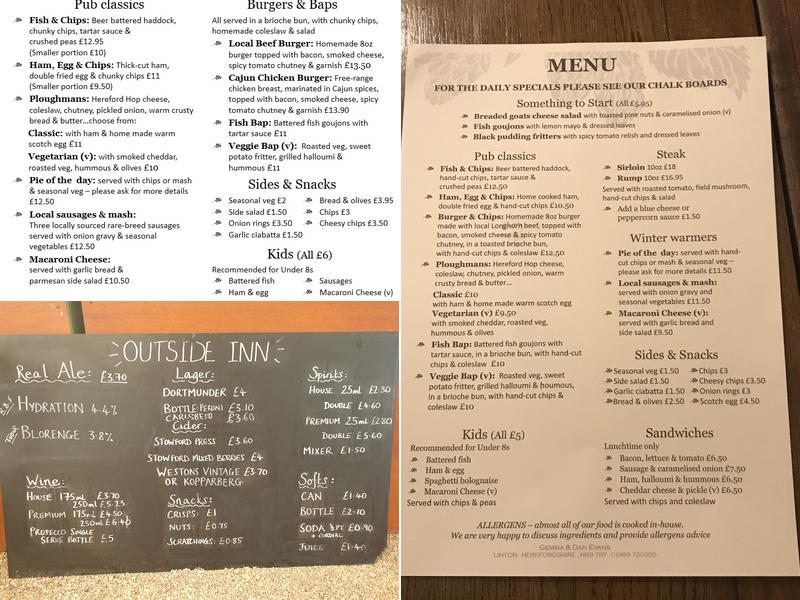 The Alma Inn Menu
