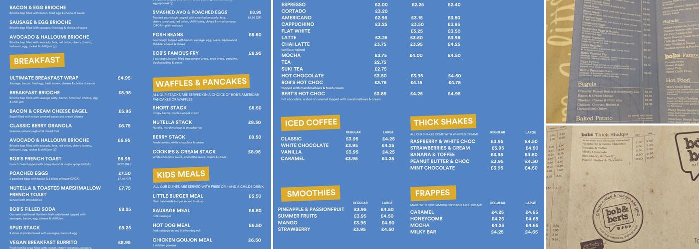 Bob & Berts Lisburn Menu