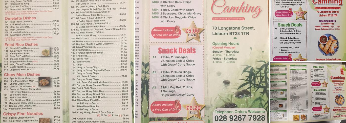 Cam Hing Menu