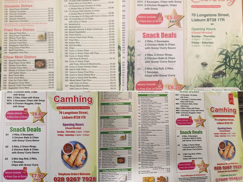 Cam Hing Menu
