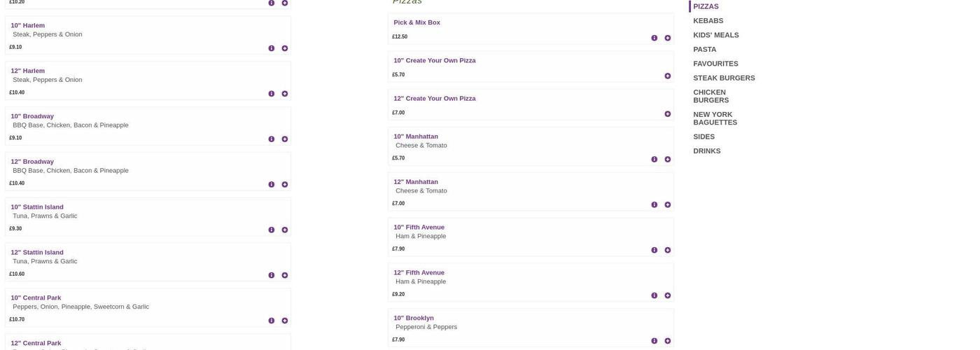 New York Pizza Dept Menu