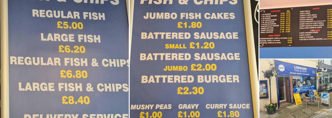 Liskeard Fish & Chips Menu