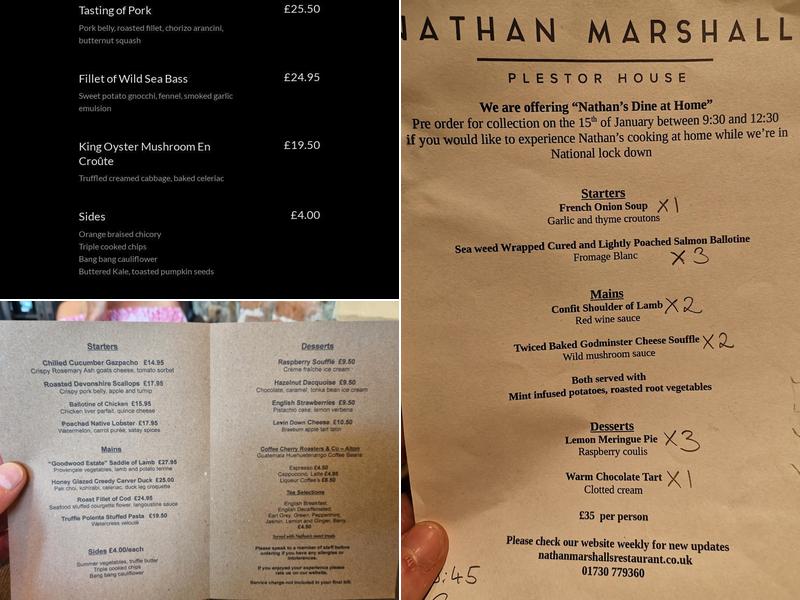 Nathan Marshall at Clarke House Menu