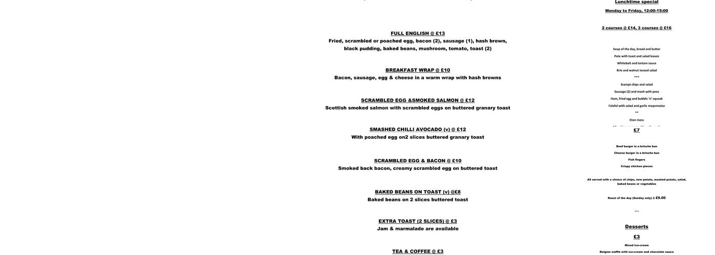 The Fox and Hounds Pub Menu