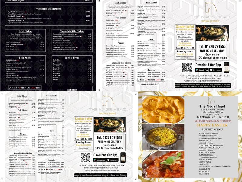 The Nag's Head Indian Restaurant Menu