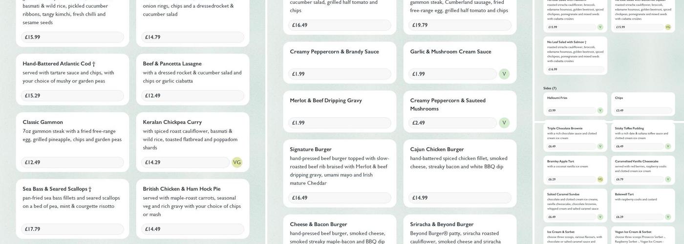 Three Horseshoes Menu