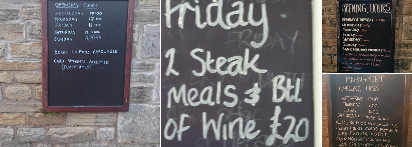 King William IV Menu