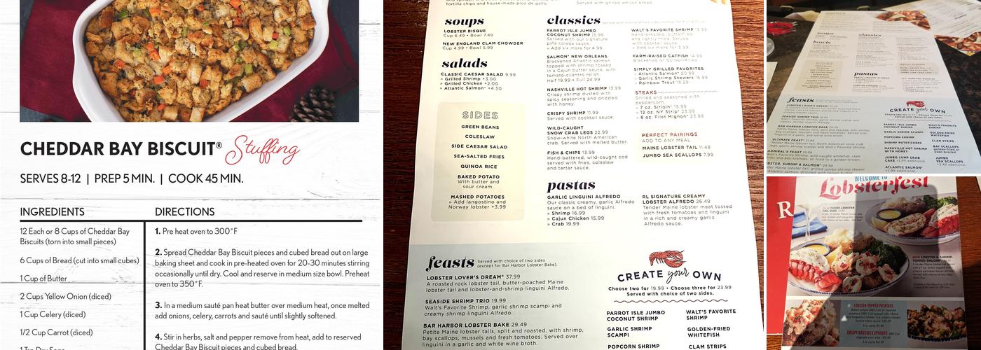 Red Lobster Menu