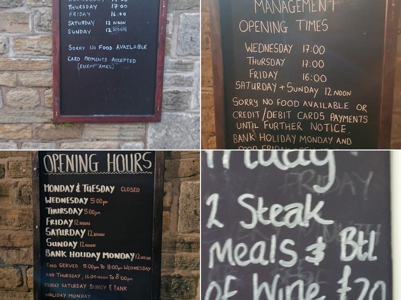 King William IV Menu