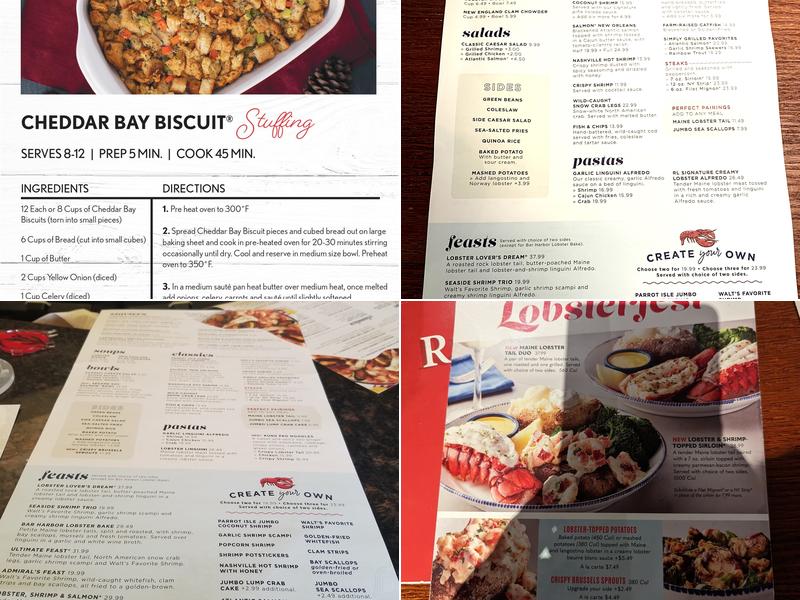 Red Lobster Menu