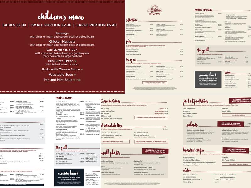 The Summit Inn Menu