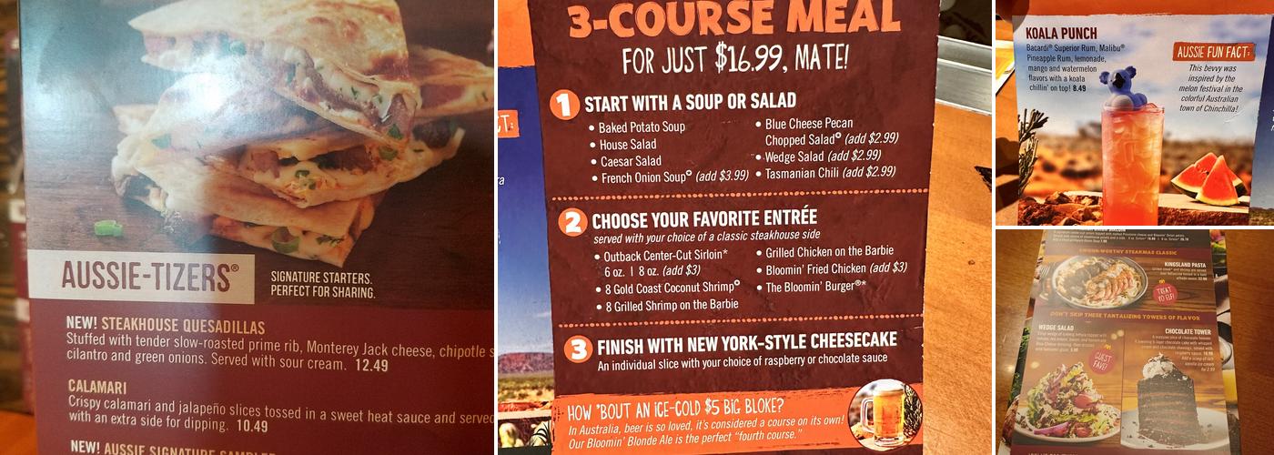 Outback Steakhouse Menu