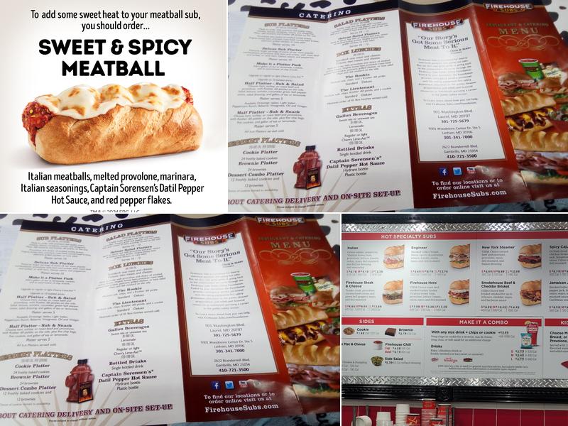 Firehouse Subs Laurel Shopping Center Menu