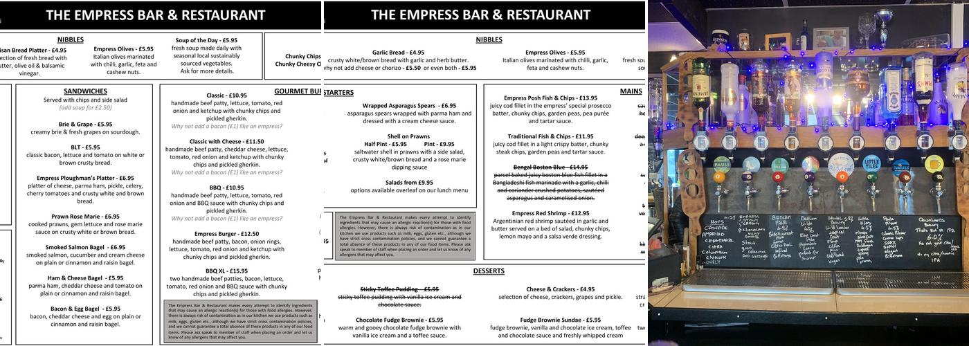 The Empress Menu