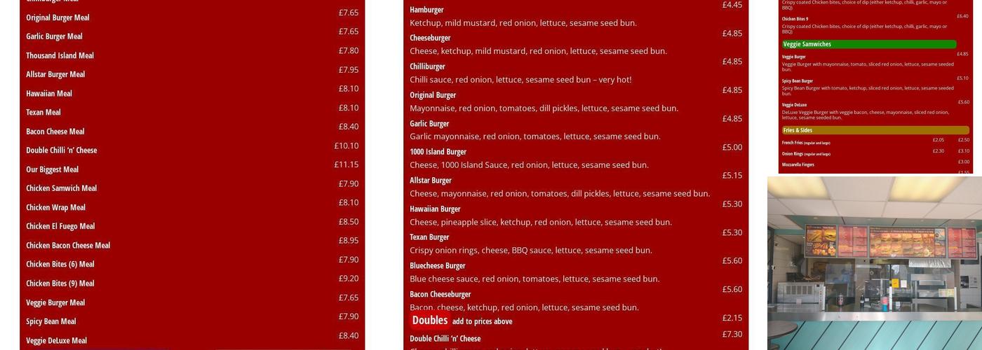 Uncle Sams Hamburger Express Rustington Menu
