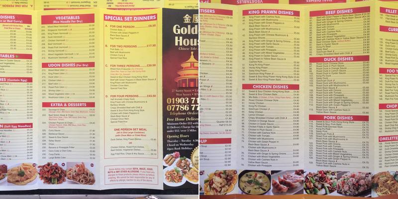 Golden House Menu