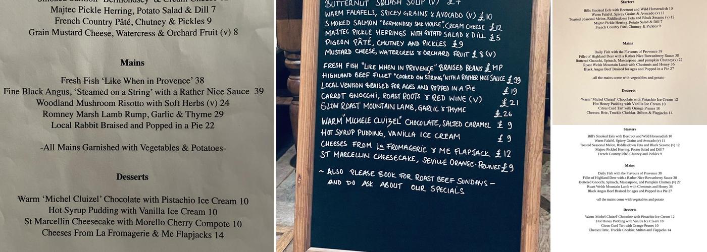 The Dew Drop Inn Menu