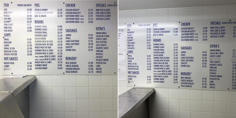 Tasty Plaice Fish & Chips Menu