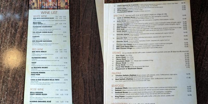 DILAN TURKISH BBQ AND STEAKHOUSE Menu